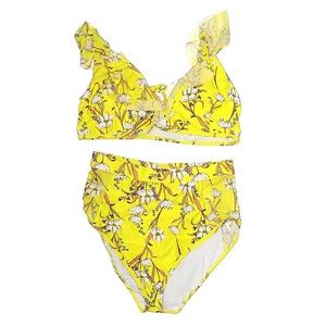 Piper & Scoot Yellow Floral High Waisted Bikini
